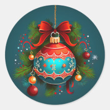 Navidades Ball Ornament Classic Round Pegatina