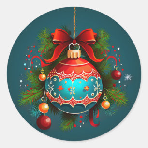 Navidades Ball Ornament Classic Round Pegatina