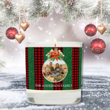 Navidades Ball Photo Frame Red & Green Plaid Name