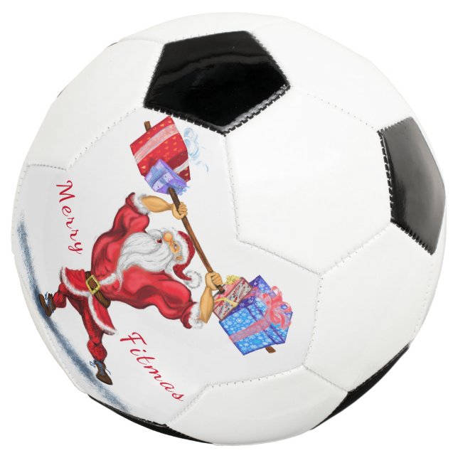 Navidades Balón de fútbol regalo Bodybuilder Santa (Tres cuartos)