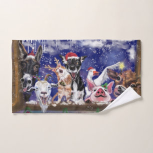 Navidades bañan toallas con feliz Fiesta animal