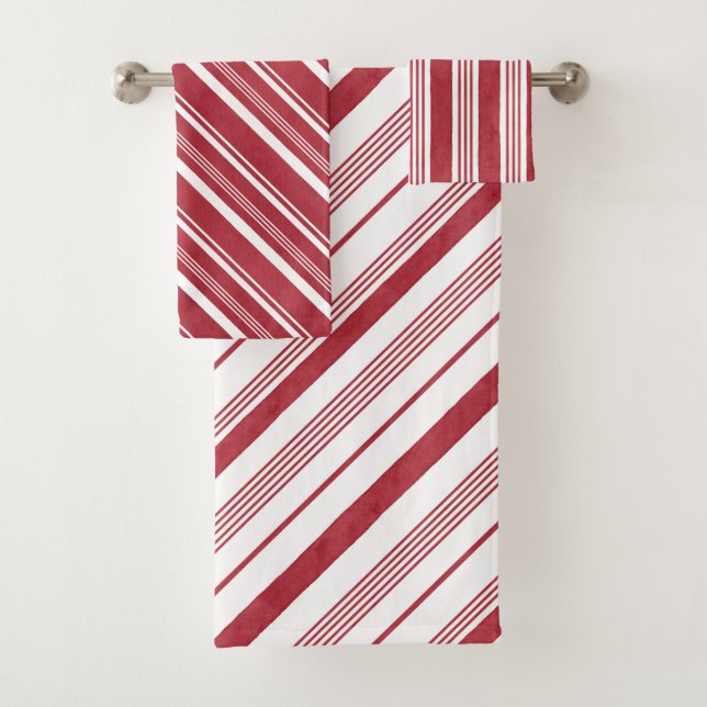 Navidades Baño con toallas de baño con rayas de te (In situ)