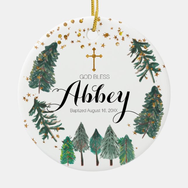 Navidades Bautismo Dios bendiga a Ornamento (Frente)