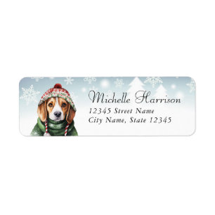 Navidades Beagle Dog Retorno Etiquetas de Direcció