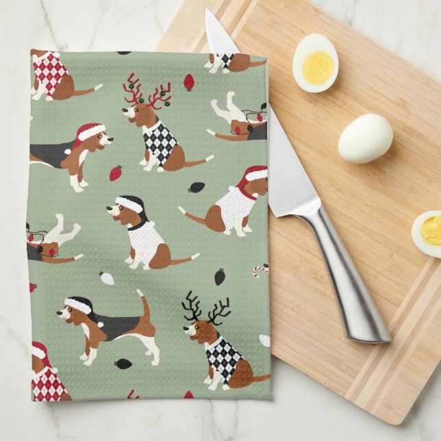 Navidades Beagles Green Kitchel Toalla (Doblado Cuarto)