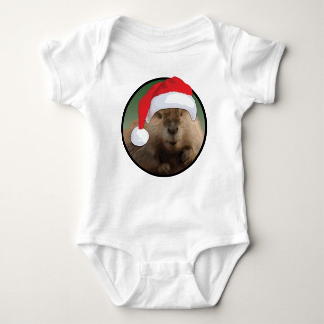 Navidades Beaver - Baby Jersey Bodysuit (Anverso)