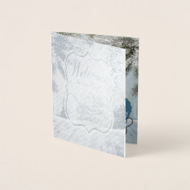 Navidades Bebé Relieve metalizado invitación y gra