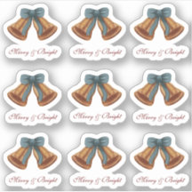 Navidades Bell Ribbon Merry Y Pegatina Brillante