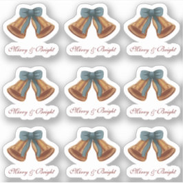 Navidades Bell Ribbon Merry Y Pegatina Brillante