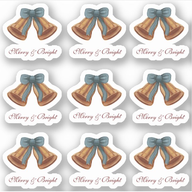 Navidades Bell Ribbon Merry Y Pegatina Brillante (Anverso)