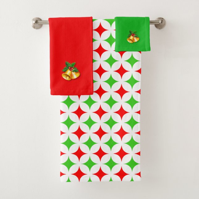 Navidades Bells y Green Red Diamond Star Pattern (In situ)