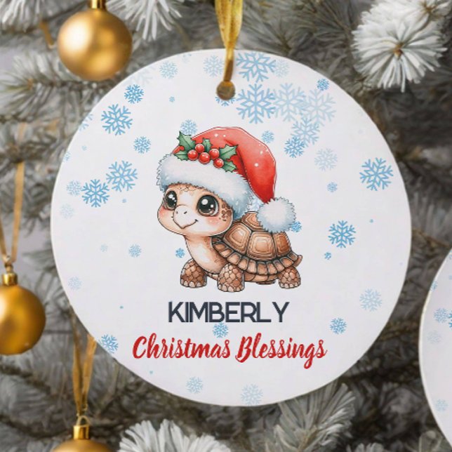 Navidades bendicen adorable ornamento de tortuga (Subido por el creador)