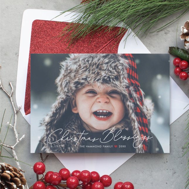 Navidades bendicen tarjetas de fotos de feriado re (Subido por el creador)