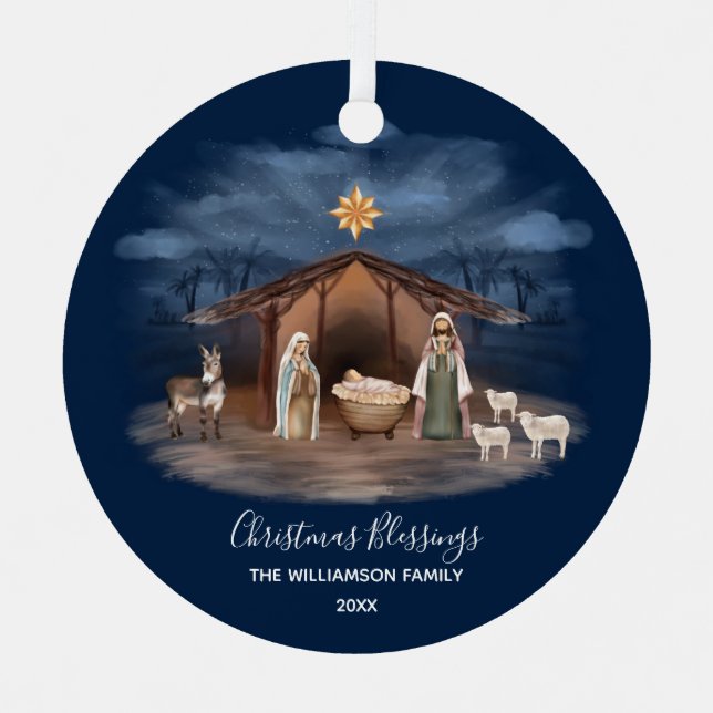 Navidades bendiciendo ornamento cerámico cristiano (Anverso)