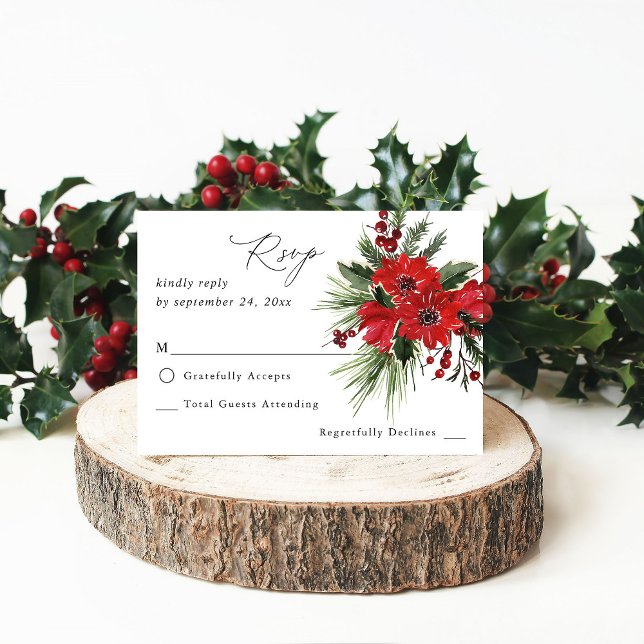 Navidades Berries & Pine Red Floral4B no Meal RSVP (Subido por el creador)