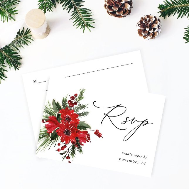 Navidades Berries & Pine Red Floral w Meal RSVP 4 (Subido por el creador)