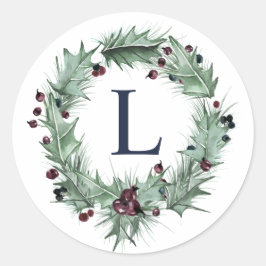 Navidades Berries Wreath Monograma Sello para sobr