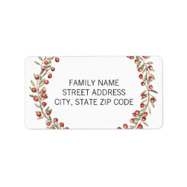 Navidades Berry Wreath | Etiqueta de dirección de 