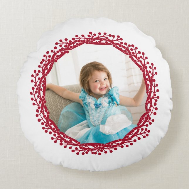Navidades berry wreath personalizado almohada (Anverso)