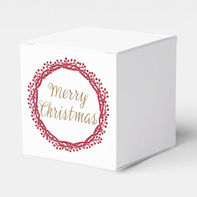 Navidades berry wreath personalizado caja de favor (Costado Anverso)