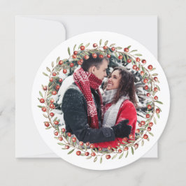 Navidades Berry Wreath | Tarjeta redonda