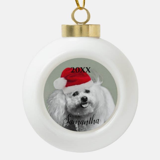 Navidades Bichon Frise adorno personalizado (Anverso)