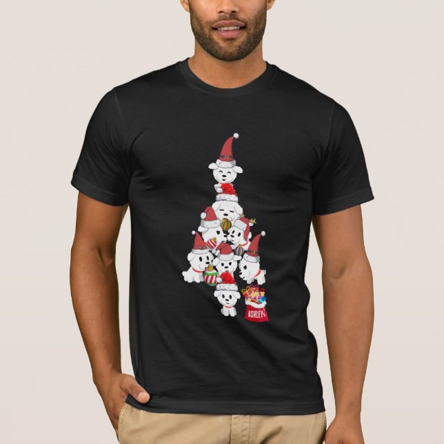 Navidades Bichon Frisé Perro cachorro camiseta con (Anverso)
