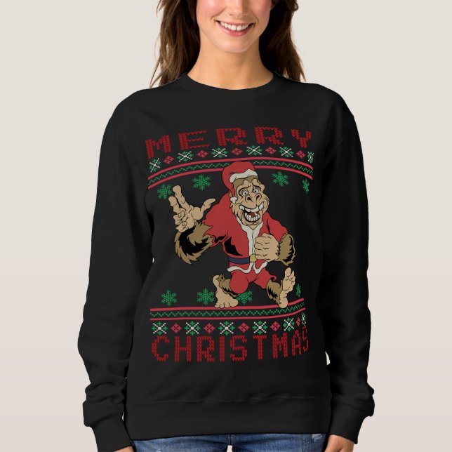 Navidades Bigfoot Ugly Sweater Santa Sasquatch Mer (Anverso)