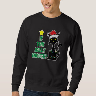 Navidades Black Cat Santa Hat iluminan Sweater Tee