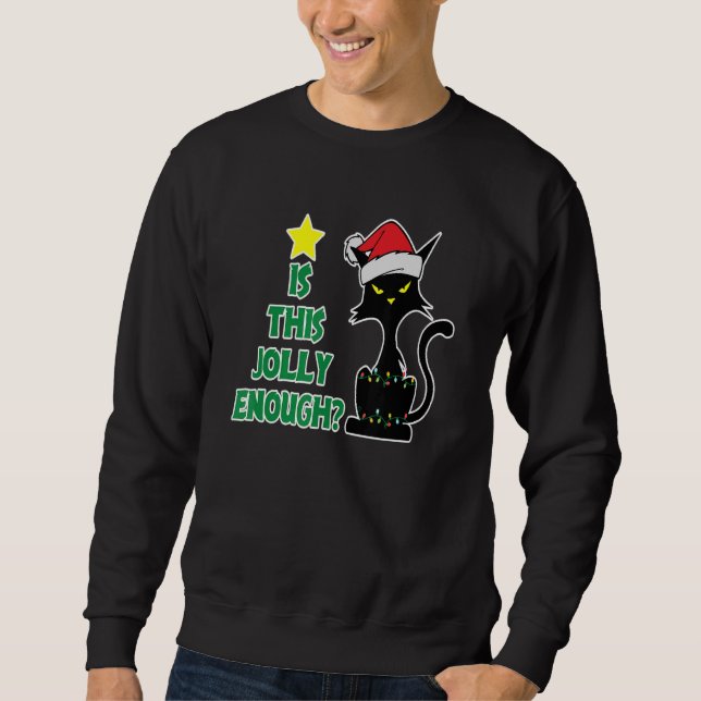 Navidades Black Cat Santa Hat iluminan Sweater Tee (Anverso)