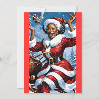 Navidades Black Mrs Santa Claus Tarjeta de vacacio