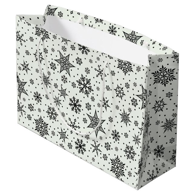 Navidades Black Snowflakes Patterns Gran Bolsa de  (Angulo reverso)