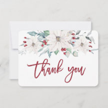 Navidades blanco poinsettia gracias tarjeta