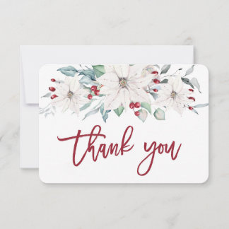 Navidades blanco poinsettia gracias tarjeta