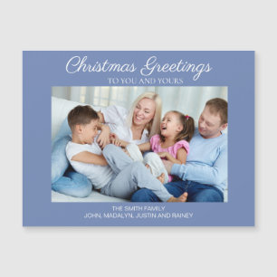 Navidades blancos azules foto saludos tarjeta magn