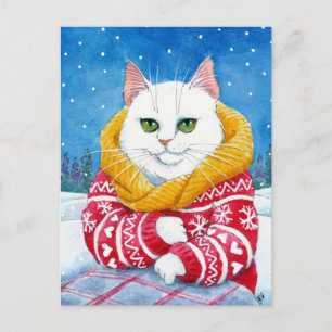 Navidades blancos de gatito lindo tarjeta postal M