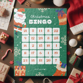 Navidades blancos verdes Bingo Jigsaw Puzzle