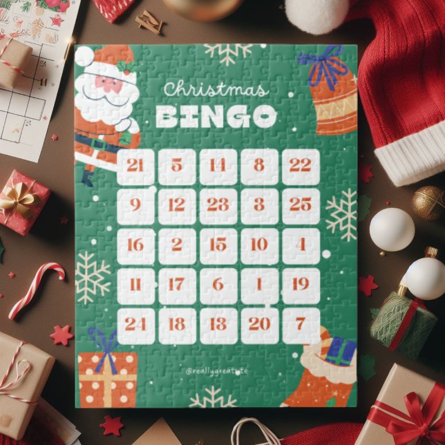Navidades blancos verdes Bingo Jigsaw Puzzle (Subido por el creador)