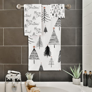 Navidades blancos y negros modernos pinos árboles