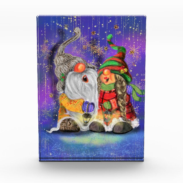 Navidades Bloqueo de fotos Canto de pareja de gnom (Anverso)
