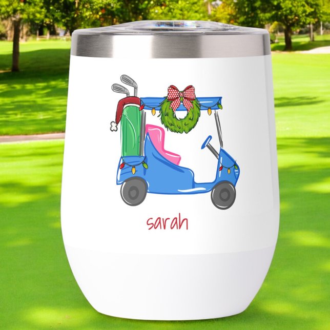 Navidades Blue Golf Cart Personalized Preppy (Subido por el creador)