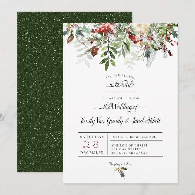 Navidades Boda de temporada 2 Invitación (Anverso / Reverso)