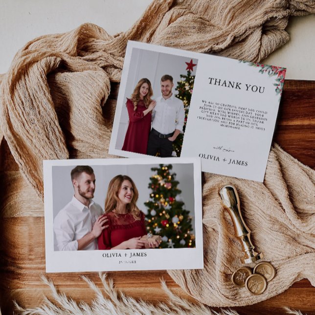 Navidades Boda Gracias Tarjeta (Christmas Wedding Thank You Card)