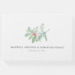 Navidades Boda Libro Invitado Watercolor Botánico