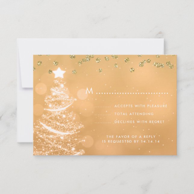 Navidades Boda RSVP Árbol de oro (Anverso)