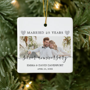 navidades Bodas en 25 años Ornamento de foto