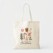 Navidades Boho rosa verde Bolsa de Tote