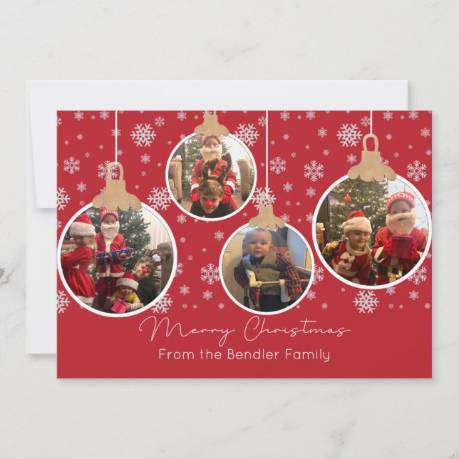 Navidades Bolas Cuatro Tarjeta de Fotografía (Anverso)