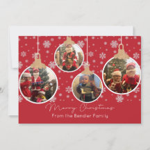 Navidades Bolas Cuatro Tarjeta de Fotografía