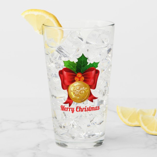 Navidades Bolas de Oro y Cinta Roja Personalizadas (Anverso (hielo))